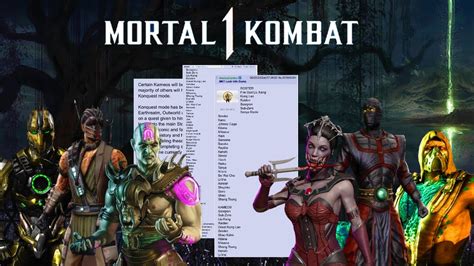 mk1 leaked roster|Mortal Kombat 1 Roster Leaked Online